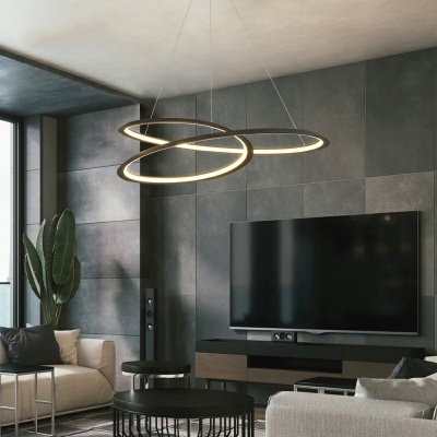 Black Aluminum Chandelier Lighting Fixture LED Hanging Pendant Light