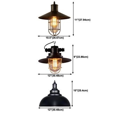 Black Hemisphere Pendant Light Fixtures Industrial Style Metal 1 Light Pendant Light