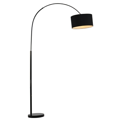Black Standing Floor Lamp Single Bulb with Fabric Shade Standing Light