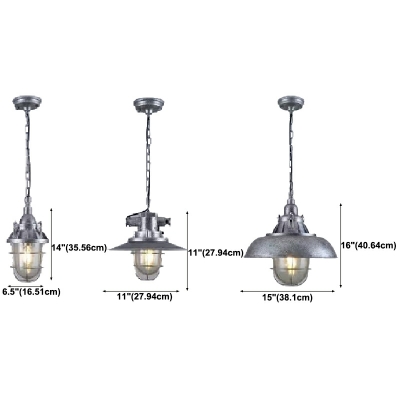 Bowl Pendant Lamp Industrial Style Metal 1-Light Pendant Ceiling Lights in Silver