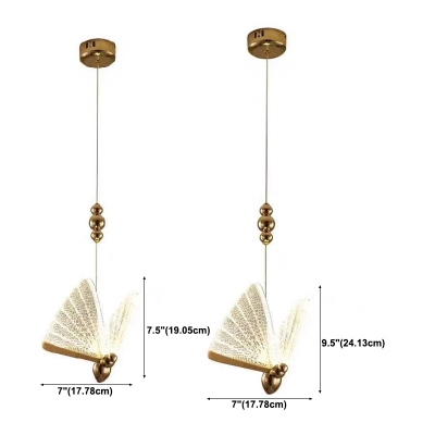 Contemporary Butterfly Hanging Pendant Lights Metal and Acrylic Pendant Lighting