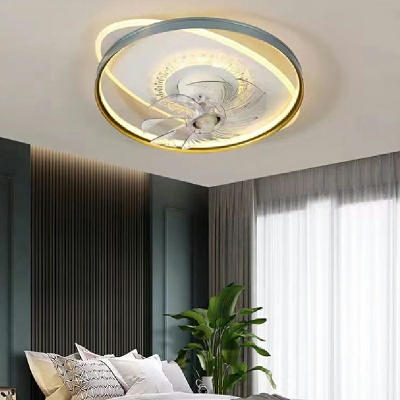 Contemporary Ceiling Fan Metal LED Fan Lighting for Living Room Bedroom