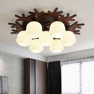 Contemporary Cluster Ceiling Light White Glass Ceiling Fixture