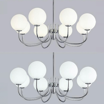 Global Chandelier Lamp Modern Style Glass 3-Lights Chandelier Light in Silver