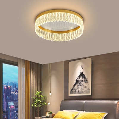 Golden Flush Mount Lighting LED with Crystal Shade Flush Mount Chandelier Lighting