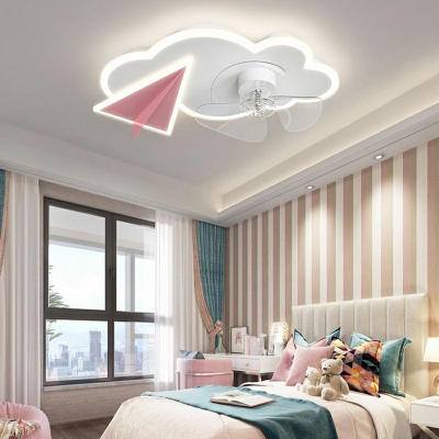 Lovely Cloud Shape Ceiling Fan Acrylic Flush Mount Lighting Fixtures for Children's Room