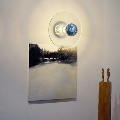 Modern Glass Wall Lamp 1 Light Round Wall Light for Living Room