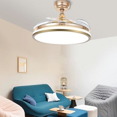 Modern Style 1-Light Semi Mount Lighting Acrylic Semi Fan Flush for Living Room