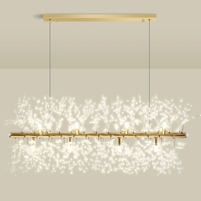 Modern Style Glowworm Hanging Chandelier Metal 8-Lights Island Lights in Gold