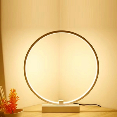 Modern Style Table Lamp 1 Light Metal Ring Shaped Table Lamp for Bedroom