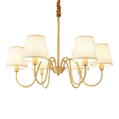 Traditional Style Tapered Chandelier Light Fabric 6-Lights Chandelier Light Fixtures in Beige