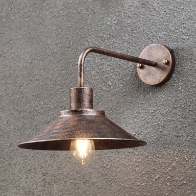 Vintage Outdoor Wall Lamp 1 Light Metal Cone Shade Wall Light