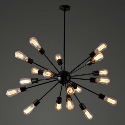 Vintage Sputnik LED Pendant Light Black Chandelier for Living Room Restaurant Bar