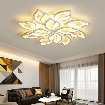 White Flower Shape Flush Ceiling Light Fixtures with Acrylic Shade Flushmount Lighting