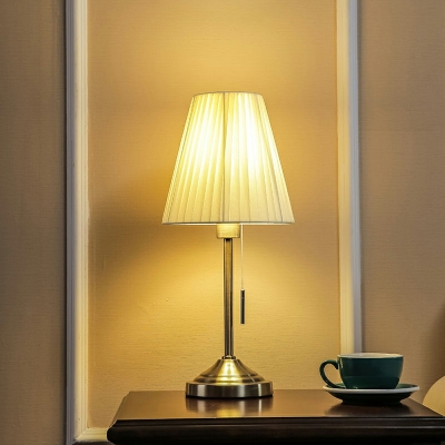 1 Light Cone Table Light Modern Style Paper Night Table Lamps in Beige