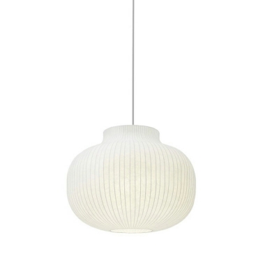 1 Light Dome Pendant Lights Modern Style Silk Ceiling Lamp in White