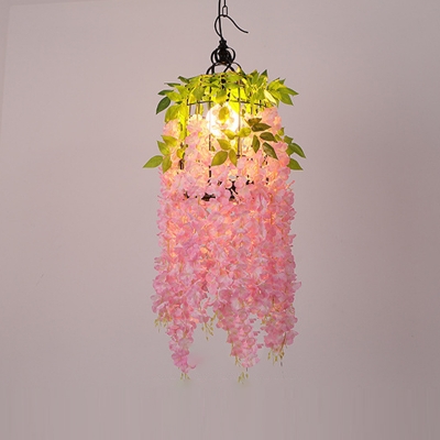 1-Light Suspension Pendant Industrial Style Plant Shape Metal Ceiling Light
