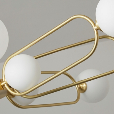 12 Lights Spray Chandelier Lamp Modern Style White Glass Chandelier Light in Gold