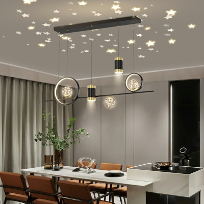 7-Light Island Lighting Contemporary Style Round Shape Metal Ceiling Lights