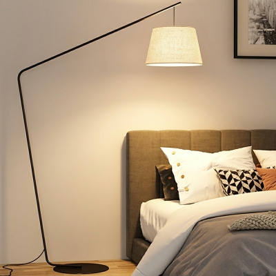 Beige Drum Floor Lamps Modern Style Fabric 1 Light Night Lamps