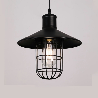 Dome Drop Pendant Industrial Style Metal 1-Light Pendant Lighting in Black