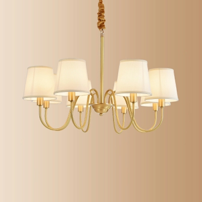 Draped Bead Chandelier Lamp Traditional Style Fabric 8-Lights Chandelier Light in Gold