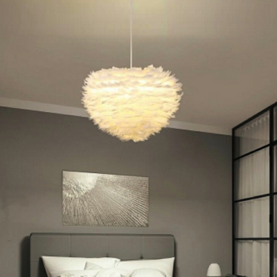 Hanging Ceiling Light Modern Style Feather Hanging Lamps for Living Room