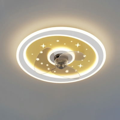 Modern LED Flush Mount Ceiling Light Creative Cartoon Star Flush Fan Light Fixtures for Bedroom