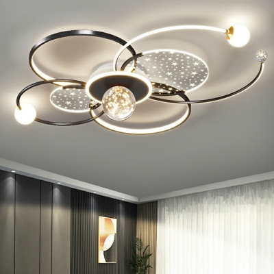 Modern Style Balls Flush Light Glass 9-Lights Flush Ceiling Lights in White