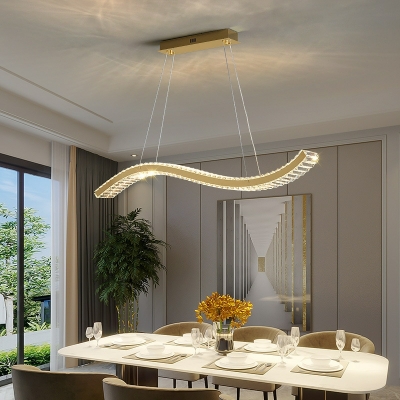 Modern Style Fluid Shape Island Lights Crystal 1-Light Island Lamps in Gold