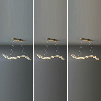 Modern Style Fluid Shape Island Lights Crystal 1-Light Island Lamps in Gold