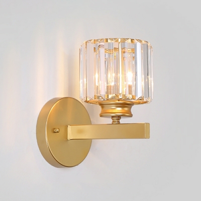 Pencil Arm Wall Mount Lighting Modern Style Crystal 1-Light Wall Sconces in Gold