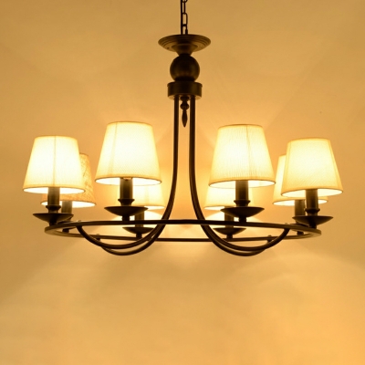 Traditional Chandelier Lighting Fixtures Fabric American Style Suspension Light for Dinning Room
