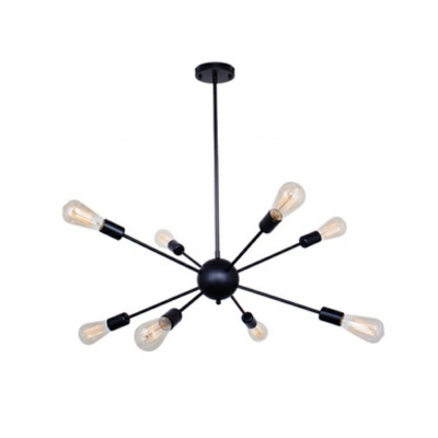 Vintage Sputnik LED Pendant Light Black Chandelier for Living Room Restaurant Bar
