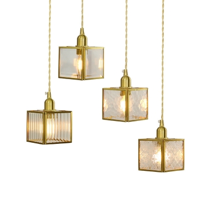 1-Light Ceiling Lamp Minimalism Style Square Shape Metal Hanging Light Fixtures