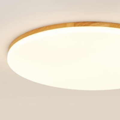 1-Light Flush Light Fixtures Minimalist Style Geometric Shape Wood Ceiling Mounted Lights
