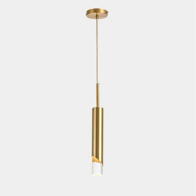 1-Light Hanging Lamp Kit Minimalism Style Tube Shape Metal Pendant Ceiling Lights