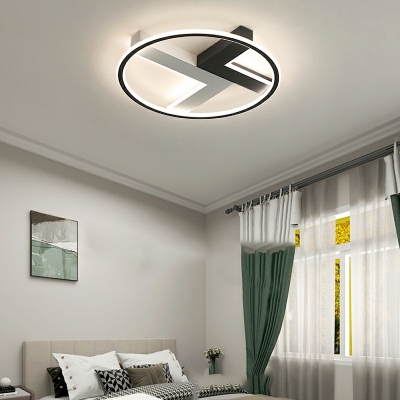 3-Light Flush Light Fixtures Contemporary Style Round Shape Metal Ceiling Mounted Lights