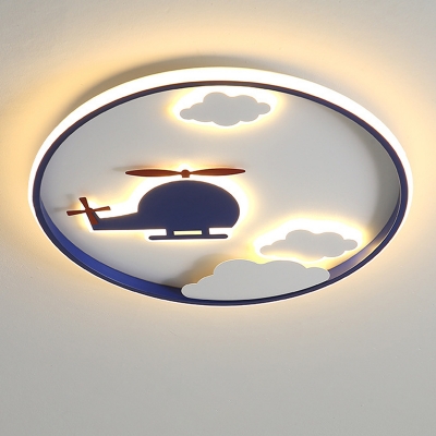 3-Light Flush Light Fixtures Kids Style Airplane Shape Metal Ceiling Mounted Lights