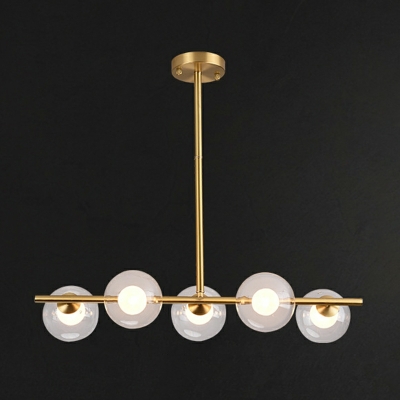 5-Light Island Lighting Ideas Modernist Style Globe Shape Metal Pendant Ceiling Lights