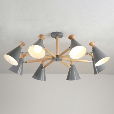8-Light Chandelier Light Fixture Modernist Style Cone Shape Metal Hanging Lamp