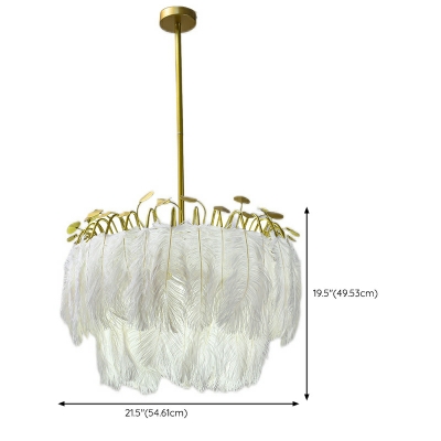 Ceiling Pendant Light Round Shade Modern Style Feather Pendant Light for Living Room