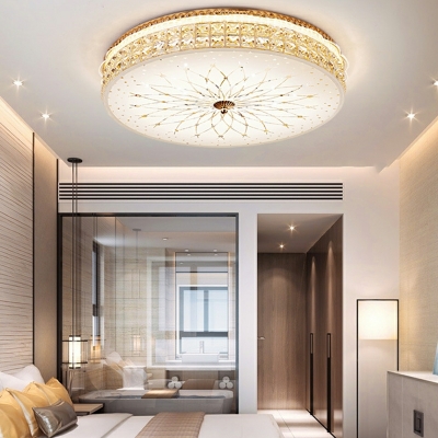 Drum Crystal Flush Mount Light Fixture Modern Minimalist Ceiling Light Fixture for Living Room