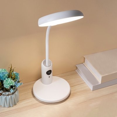 White Nightstand Lamp Metallic LED Minimalistic Style Night Table Lamp