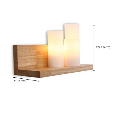 Wood 1 Light Bathroom Vanity Light with White Glass Shade Wall Light Sconce