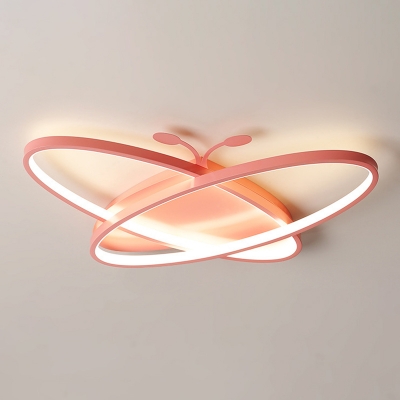 2-Light Ceiling Mount Chandelier Contemporary Style Butterfly Shape Metal Flushmount Lighting
