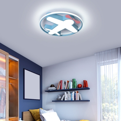 2-Light Flush Light Fixtures Kids Style Airplane Shape Metal Ceiling Mounted Lights