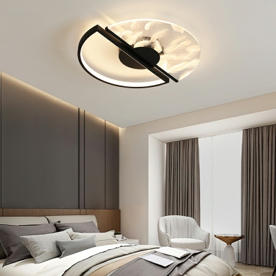 2-Light Flush Light Fixtures Minimalist Style Ring Shape Metal Ceiling Mounted Lights
