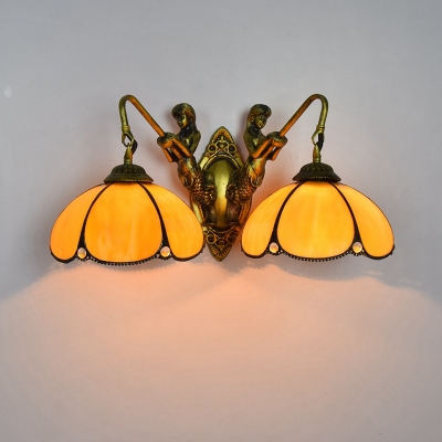 2-Light Sconce Lights Tiffany Style Dome Shape Metal Wall Mounted Lamps