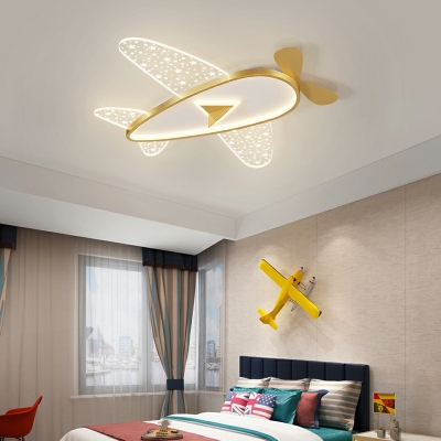 6-Light Flush Light Fixtures Kids Style Airplane Shape Metal Ceiling Mounted Lights